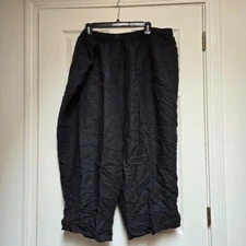 Avenue Black Linen Blend Capris Plus Size 26/28 Lagenlook Minimalist