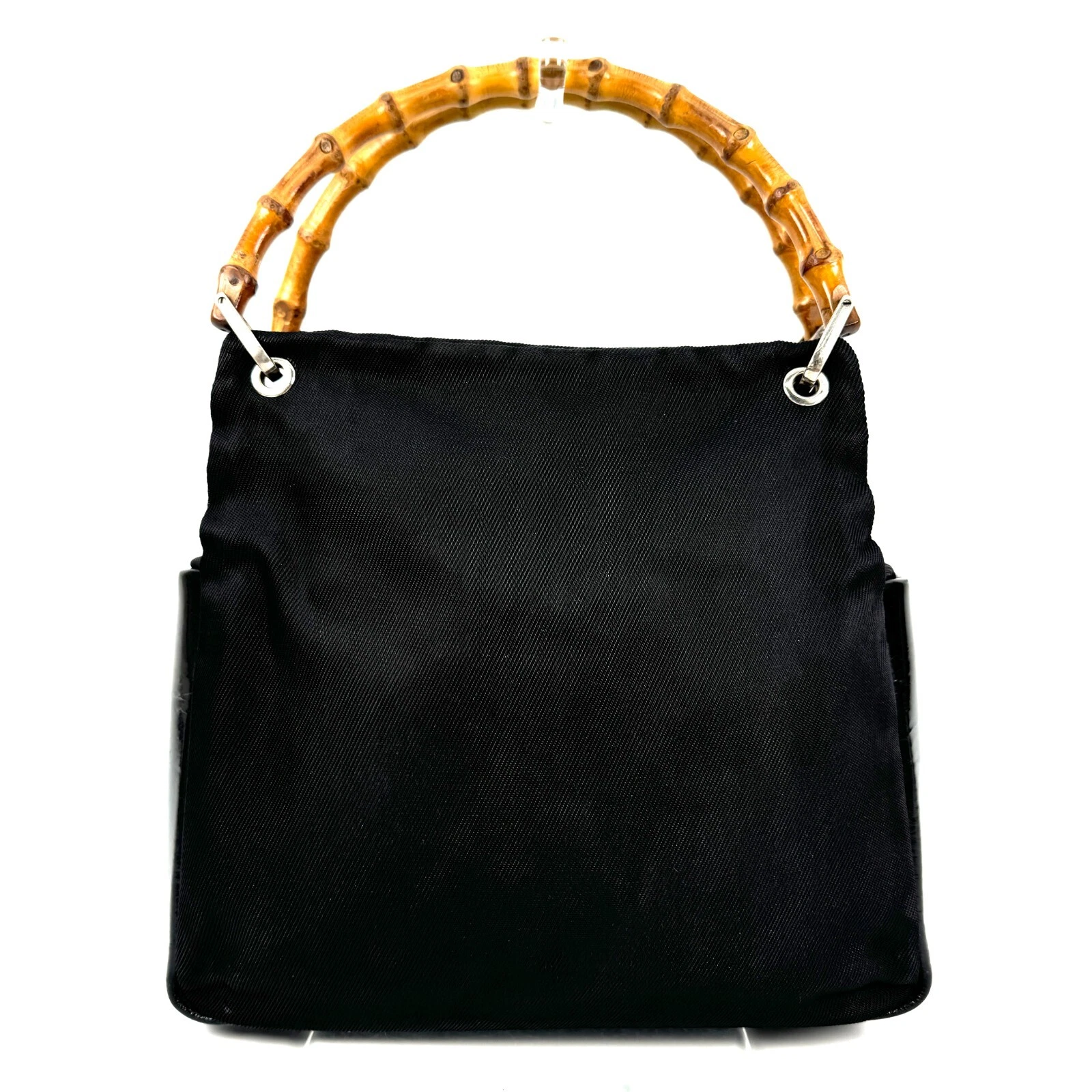 Sac à main vintage GUCCI cuir bambou nylon du Japon
