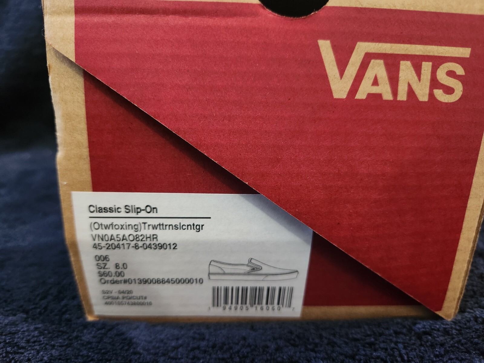 SAOLA Taglia 8M 9 5W Slip On classico Vans Otwfoxing delicatamente indossato