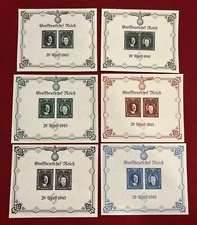 Adolf Hitler Eva Braun Wedding Stamps Set Of 6 Nazi Third Reich WW2 WWII German