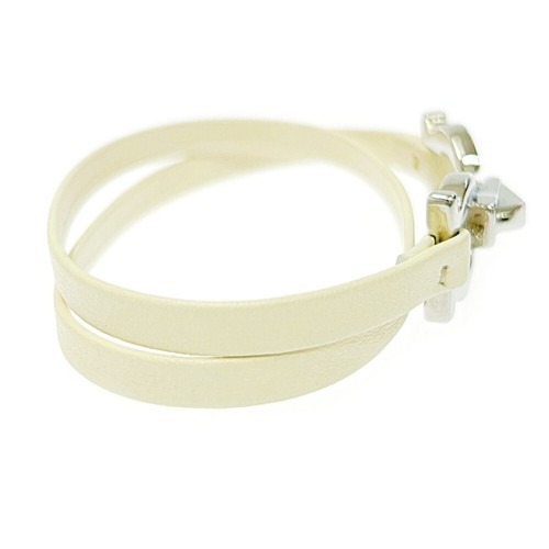 Salvatore Ferragamo Metal Leather Gancini Bracelet Choker Color White With Box - Picture 5 of 7