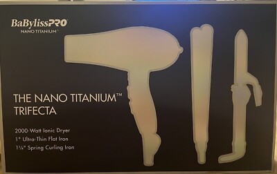 Babyliss PRO Nano Titanium Trifecta Blow Dryer, 1&quot; Flat Iron, 1 1 