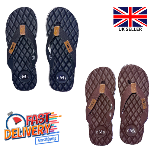 Men's Sandals Flip Flops Black-Brown On Holiday Pool Sliders Toe Post Sizes 6-10