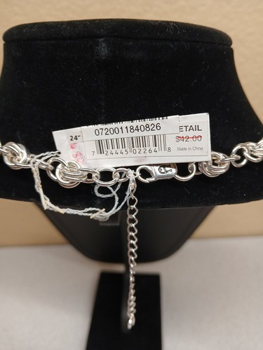 Vintage ETIENNE AIGNER Silver Tone Necklace Chain Double Links 23-26" Adjustable - Picture 6 of 8