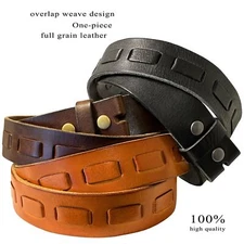 383000 Genuine Full Grain Leather Belt Strap with Overlapped Leather 1-1/2"