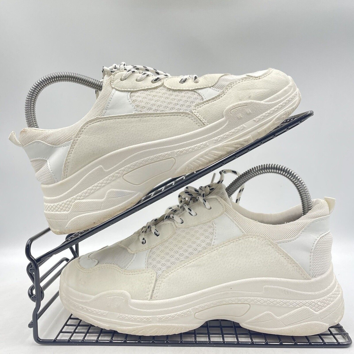 PUBLIC DESIRE WHITE CHUNKY TRAINERS SIZE UK SUEDE PLATFORM STOMPER GYM  CASUAL - Main Image