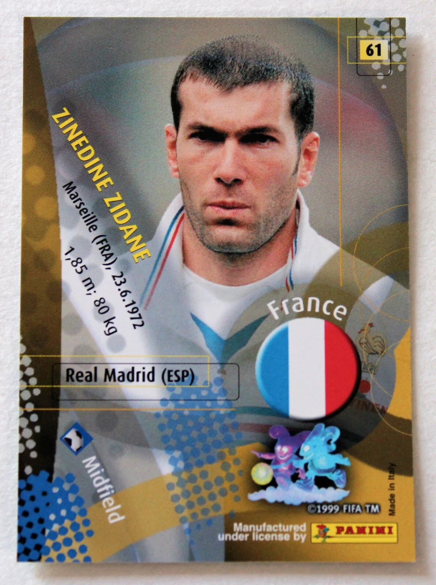 PANINI Soccer Trading Card ZINEDINE ZIDANE France No. 61 World Cup 