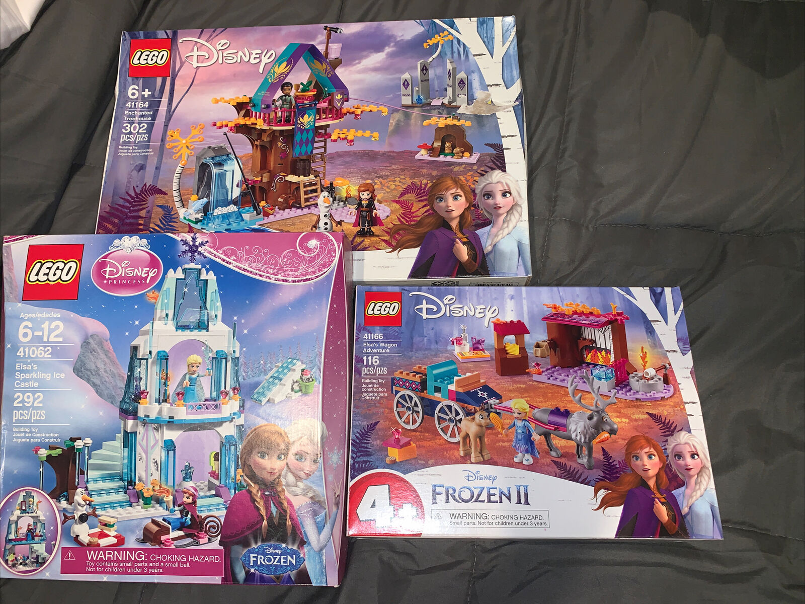 Lego Disney Frozen Bundle.41062, 41166, 41164 Enchanted Treehouse, Castle, Wagon Tanie wykonane w Japonii