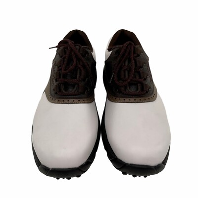 Footjoy Greenjoys Golf Shoes Men\'s White with Brown Saddle, Size 7.5 Footjoy Greenjoys Golf Shoes Mens 7.5 W White Brown Saddle  main image 2
