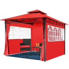 10'x10' Outdoor Pop-Up Canopy Tent, Waterproof Heavy Duty Gazebo w/ 2 Sidewalls