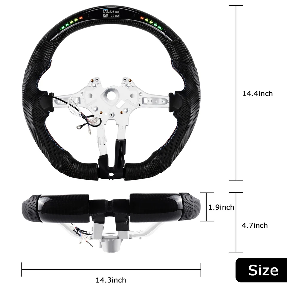 Volante LED de fibra de carbono para BMW M5 M6 M8 F10 F90 F06 F12 F13 F93 Foto 3 de 4