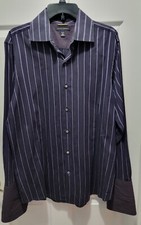 BANANA REPUBLIC Men's Purple Long Sleeve Striped Shirt French Cuff Large 16-16.5