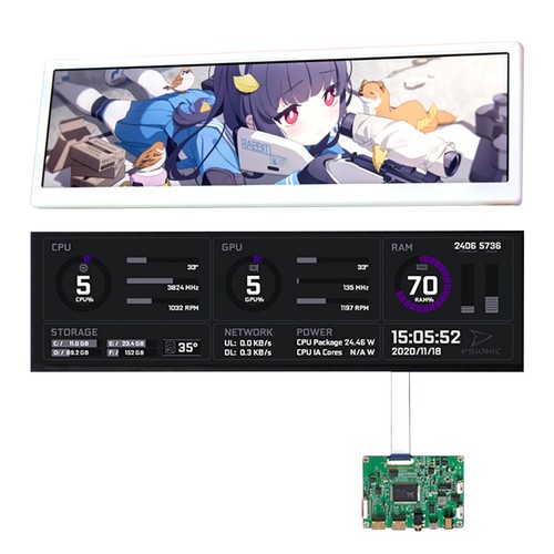 Écran LCD 12,6 pouces NV126B5M pour boîtier PC à faire soi-même Hyte Y60 Aida64 CPU moniteur GPU