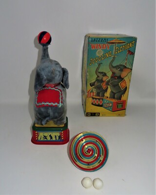 Jouet Mécanique Windy Elephant Juggler - Années 60 - Boîte D'origine - Made In Japan