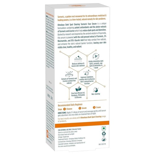 2x 30ml Himalaya Dark Spot Clearing Turmeric Face Serum 10% Glycolic Acid - Picture 2 of 5