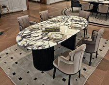 Calacatta Viola Marmor Oval Tischplatte / Luxus Italienische Kaffee & Esstisch