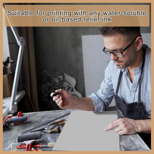 Yeaqee 8 Pcs Linoleum Block Rubber Carving Soft 12 x 18 Inch, Gray - Picture 5 of 6