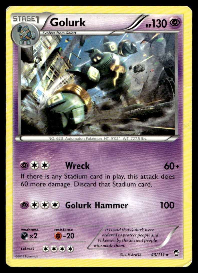 Golurk 43/111 Rare Furious Fists Pokemon Moderately Played