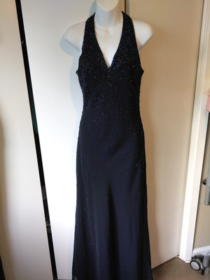 Vintage Cache Beaded Halter Neck  Whimsigoth Maxi Dress Size 6 Y2K Fairy Grunge