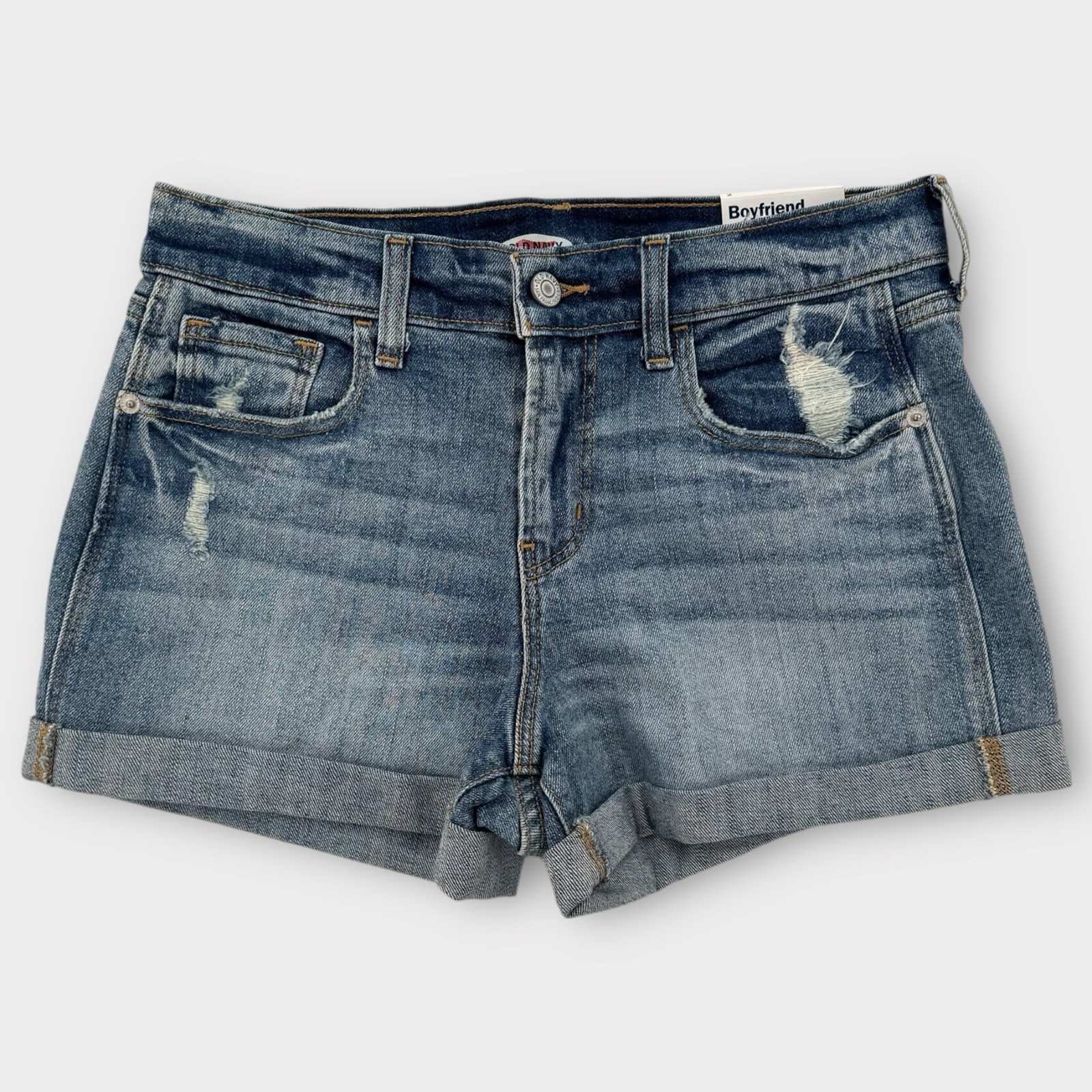 Old Navy Denim Shorts Womens 2 Boyfriend Distressed Rolled C