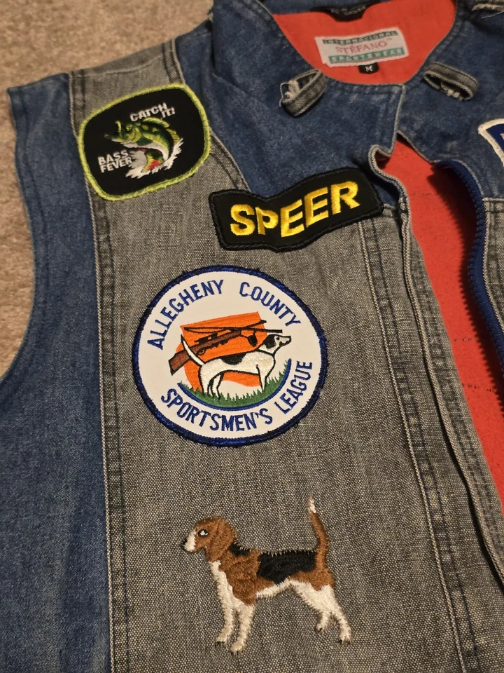 CHALECO VAQUERO STEFANO INTERNATIONAL VINTAGE VARIOS PARCHES DE PESCA PARA HOMBRE TALLA MED. Foto 4 de 4