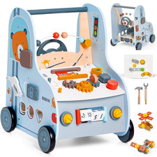 Giant Bean 11-In-1 Wooden Baby Walker Activity Center Car Theme Montessori