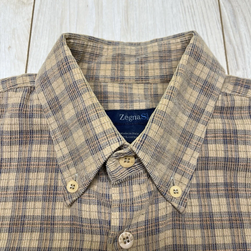 Рубашка на пуговицах мужская Ermenegildo Zegna спортивная клетчатая вельветовая размер большой - Изображение 3 из 4