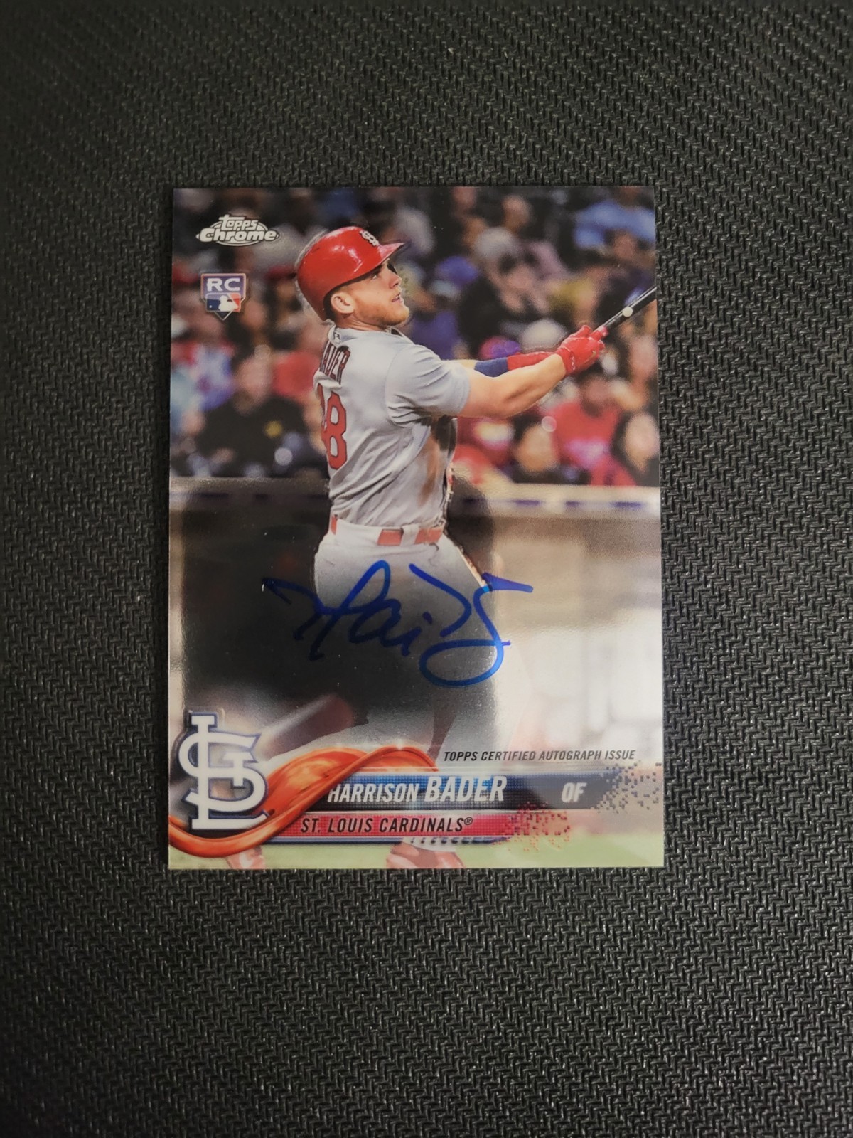 2018 Topps Chrome - Rookie Autographs Harrison Bader #RA-HB (AU, RC)