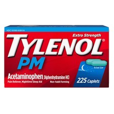 Tylenol PM Extra Strength Pain Reliever Sleep Aid Caplets 225 ct FREE SHIPPING