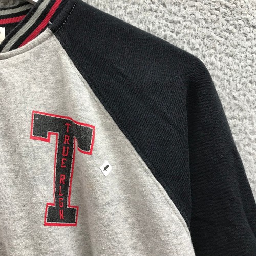 True Religion #02 LA Varsity Jacket Boys XL Long Sleeve Full-Zip Gray Black Red - Picture 5 of 11