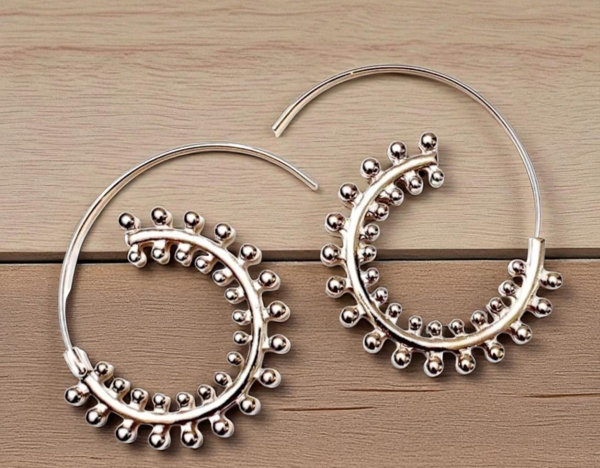 Bohemian Gold Spiral Hoop Earrings Tribal Gypsy Circle Jewelry