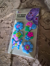 Pastel DIY Rubber Shoe Charms Set, Multicolor Floral Flower Butterfly Theme