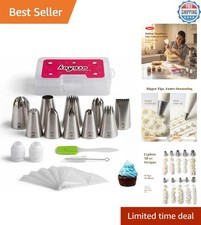 Professional Cake Decorating Set: 10 XL Stainless Steel Tips & 20 Pastry Bags