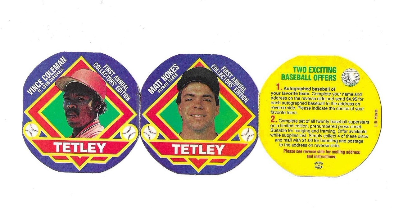 1988 Tetley Tea Discs Matt Nokes Vince Coleman Unripped