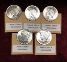 PEACE  1922-P SILVER Dollars ~ 5 Coins ~ GEM BU ~ FREE SHIPPING !  My #322