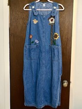 Vintage Haiks Denim Embroidered 90’s Teacher Dress Size Small