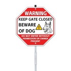 10x 10 Inches Beware of Dog Aluminum Red Beware of Dog with Aluminum Stake x1