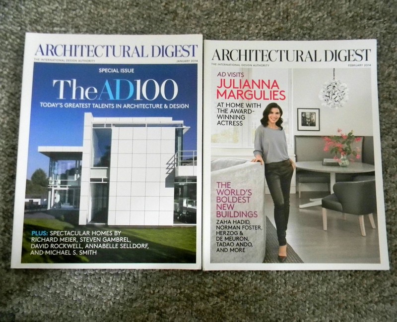 Lot of Two Architectural Digest Magazines January & February 2014