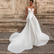 Elegant Wedding Dresses Sweetheart Spaghetti Straps Open Back Gowns Sweep Train