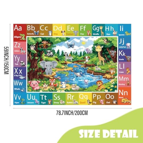 ABC Rug for Kids Room, ABC Baby Mats for Floor Toddlers, Non Silp Alphabet - Picture 3 of 8