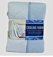Cooling Throw Blanket Blue Quilted Reversible Air Dry Costco 60 x 70