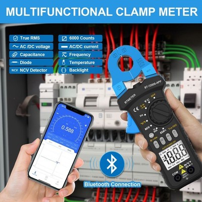 Zangenmultimeter True RMS, AC/DC 60A, Bluetooth, NCV, Auto Range, Kap/Temp,Diode