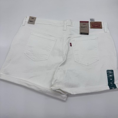 Levi's Women's White Mid Length Shorts Size 34, Slim Through The Hip Fast Ship