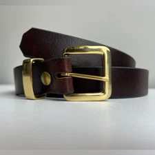 Artisan Leather Belt with Brass Hardware | Interchangeable Buckle | 36–40