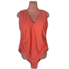 Kona Sol Solid Peach One Piece Bathing Suit Plus Size 20W Ruched Slimming