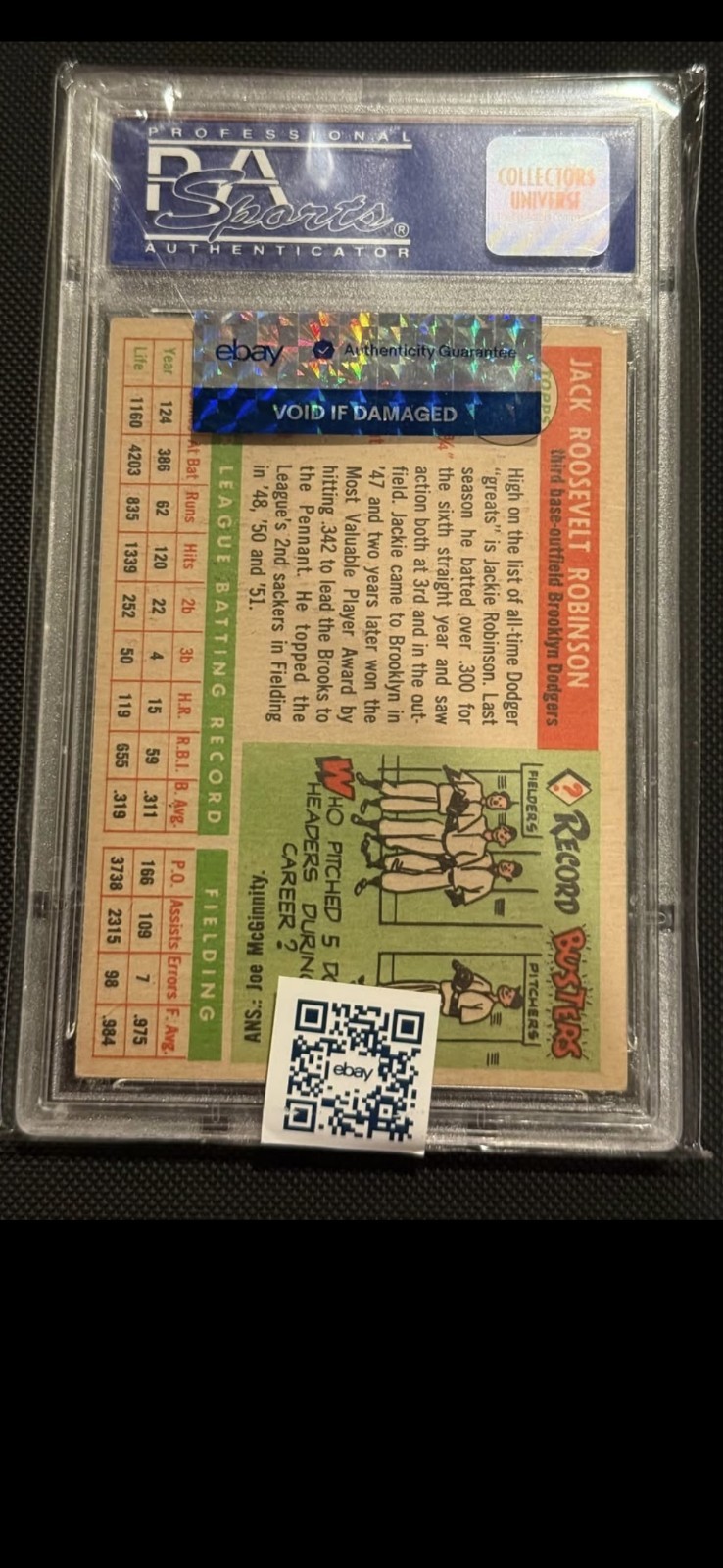 1955 TOPPS#50 JACKIE ROBINSON PSA 5🔥CLEAN FACE! Dodgers Common Variation. view 2