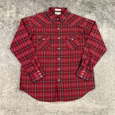 Vintage Southern Classics Western Shirt Mens XL Red Plaid Pearl Snap 90s Cowboy