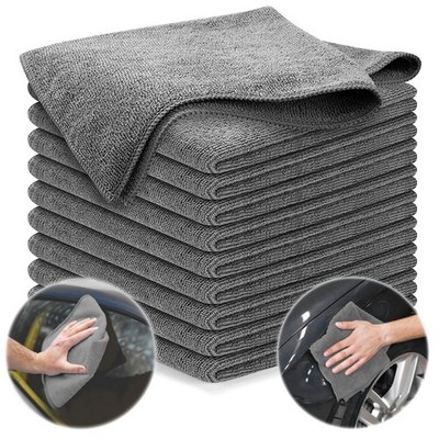 10 GRAUE MIKROFASERTÜCHER 40X40 POLIEREN TROCKNEN MEHRZWECK REINIGUNG WASCHBAR