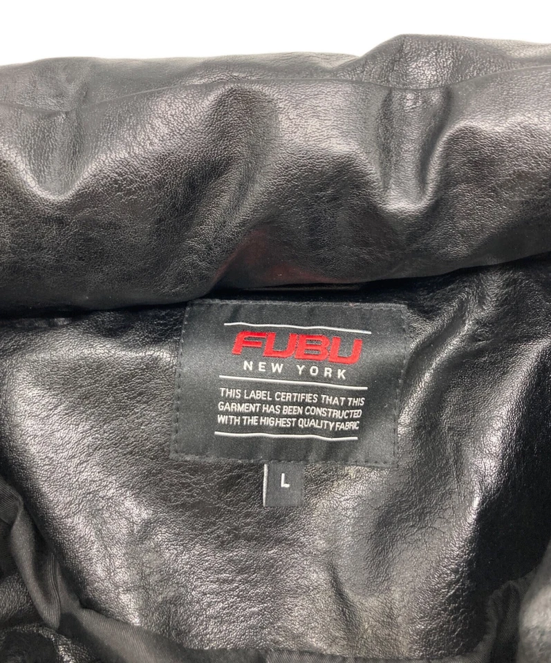 FUBU ECO LEATHER PUFFER JACKET Size: L Black Men Auth from JAPAN - Image 3 of 4