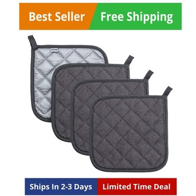 4 Pack Pot Holders, Heat Resistant Kitchen Hot Pads, Grey